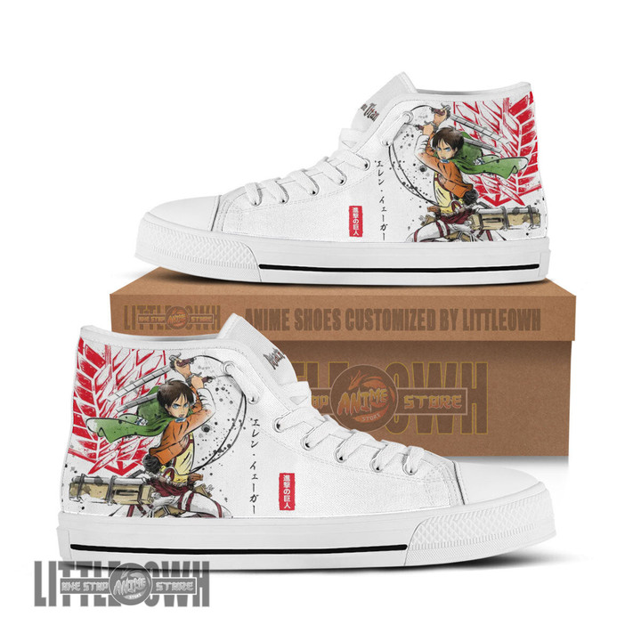 Eren Jaeger High Top Canvas Shoes Attack on Titan Anime Sneakers - LittleOwh - 1