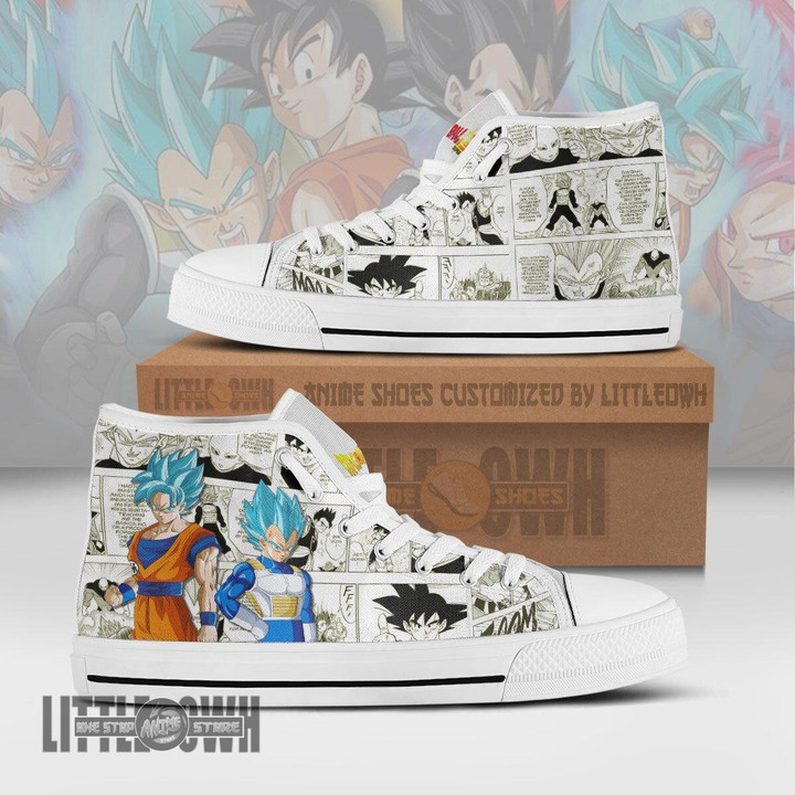 Goku x Vegeta High Top Canvas Custom Dragon Ball Super Shoes Anime Mixed Manga Style - LittleOwh - 1