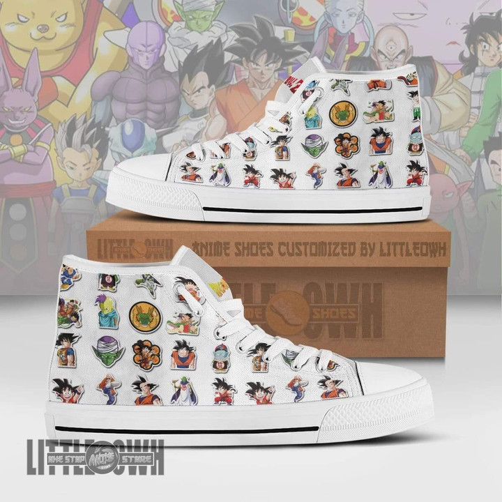 Dragon Ball High Top Canvas Shoes Custom Cute Chibi Face Anime Sneakers - LittleOwh - 1