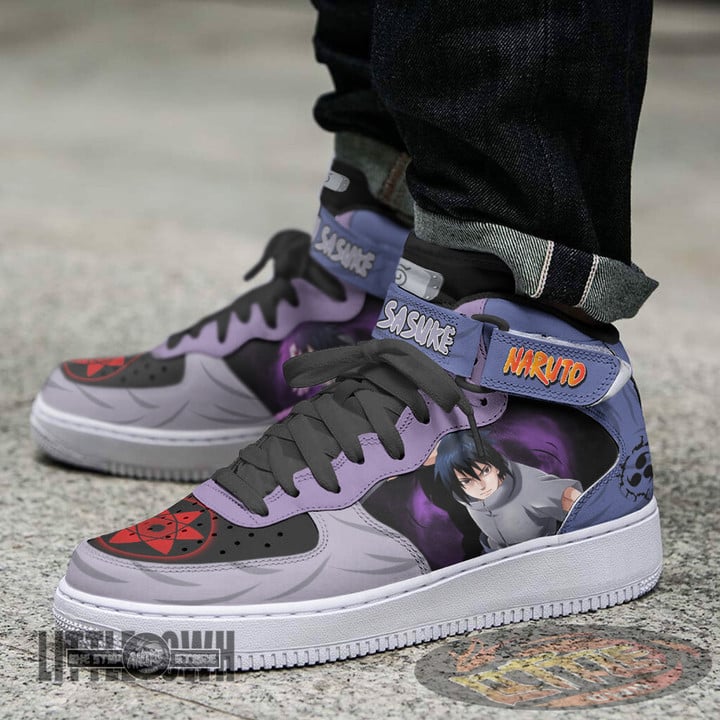 Sasuke Uchiha AF1 High Sneakers Custom Naruto Anime Shoes