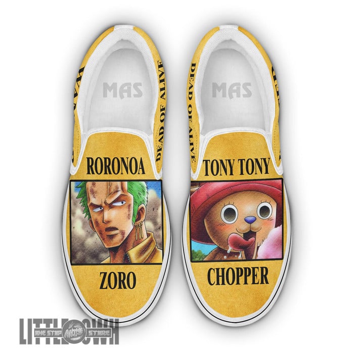 Roronoa Zoro x Tony Tony Chopper Shoes Custom One Piece Anime Slip-On Sneakers