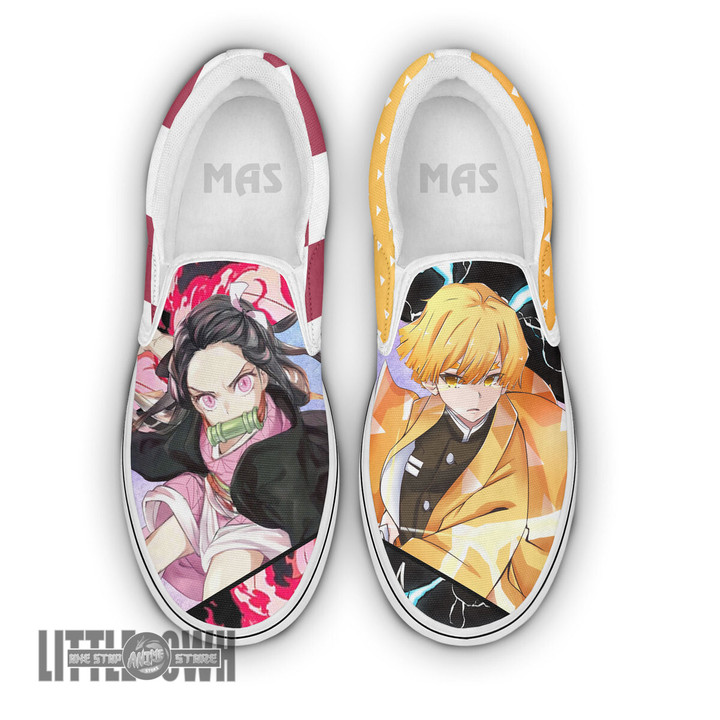 Zenitsu Agatsuma x Nezuko Kamado Shoes Custom Demon Slayer Anime Slip-On Sneakers