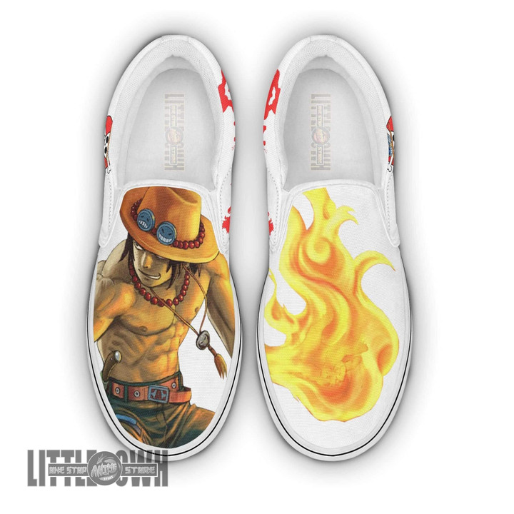 Portgas D. Ace 1Piece Shoes Custom Anime Flat Slip On Sneakers - LittleOwh - 1