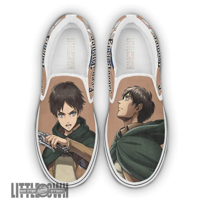Eren Yeager Shoes Custom Attack on Titan Anime Classic Slip-On - LittleOwh - 1