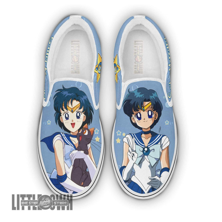 Sailor Mercury Classic Slip-On Custom Sailor Moon Anime Shoes - LittleOwh - 1