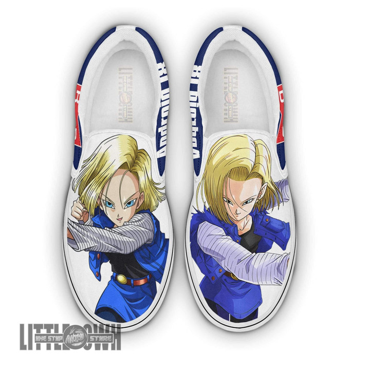 Android 18 Classic Slip-On Custom Dragon Ball Z Shoes Anime Sneakers - LittleOwh - 1