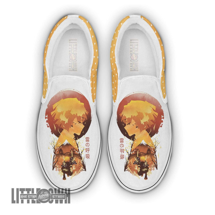 Zenitsu Custom KNYs Shoes Classic Slip On Anime Flat Sneakers - LittleOwh - 1