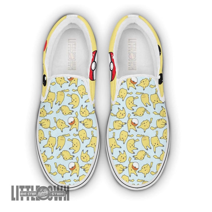 Pikachu Classic Slip-On Custom Pokemon Shoes Anime Flat Sneakers - LittleOwh - 1