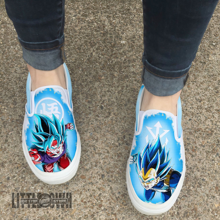 Dragon Ball Goku x Vegeta Shoes Custom Super Saiyan Blue Anime Classic Slip-On Sneakers - LittleOwh - 4