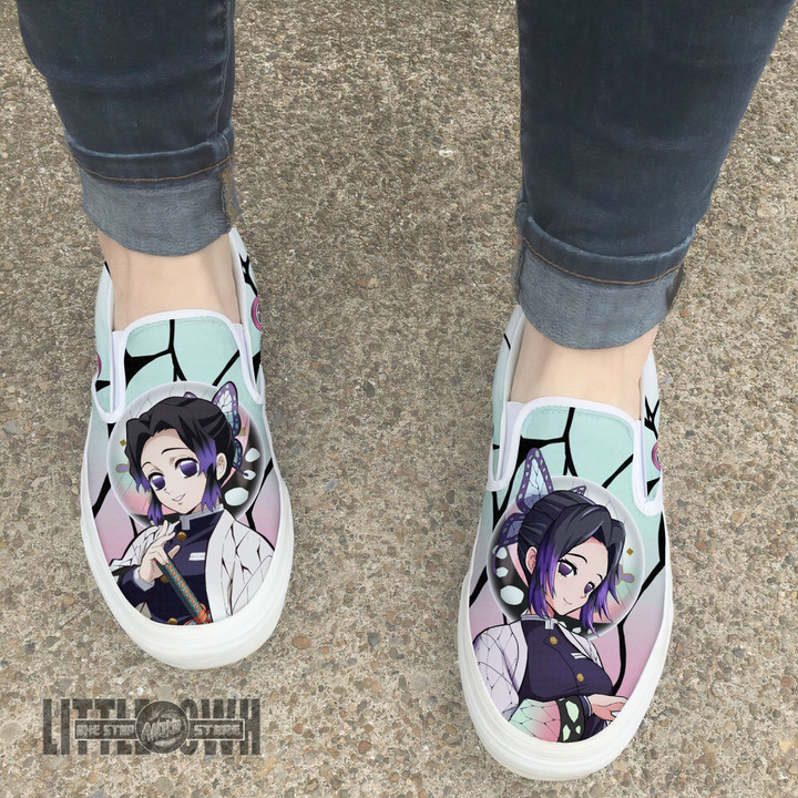 Shinobu Kocho Shoes Custom KNY Anime Classic Slip-On Sneakers - LittleOwh - 4
