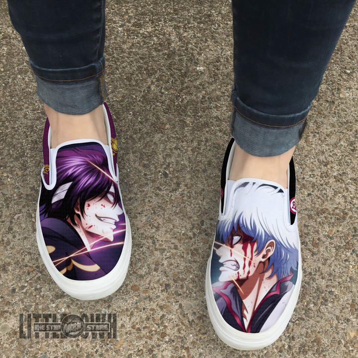 Gintama Takasugi x Gintoki Shoes Custom Anime Classic Slip-On Sneakers - LittleOwh - 4