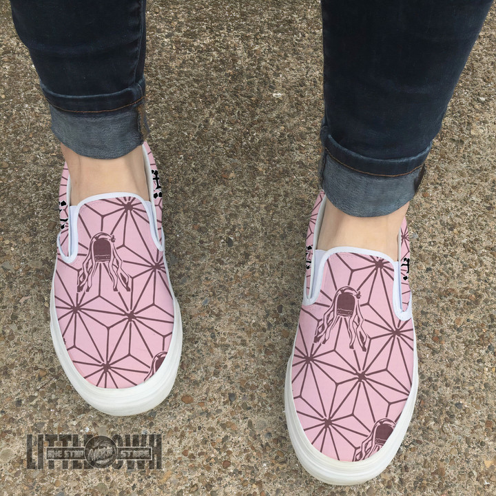 KNY Nezuko Shoes Custom Anime Classic Slip-On Sneakers Pattern - LittleOwh - 4