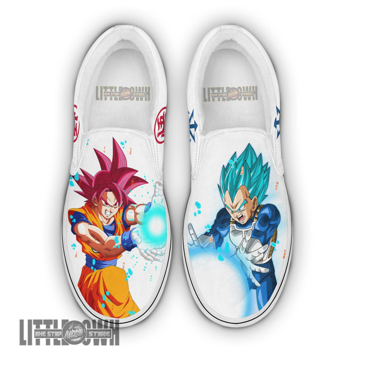 Goku God x Vegeta Blue Shoes Custom Dragon Ball Anime Classic Slip-On Sneakers - LittleOwh - 2