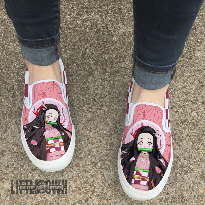 Nezuko Kamado Shoes Custom KNY Anime Classic Slip-On Sneakers - LittleOwh - 4