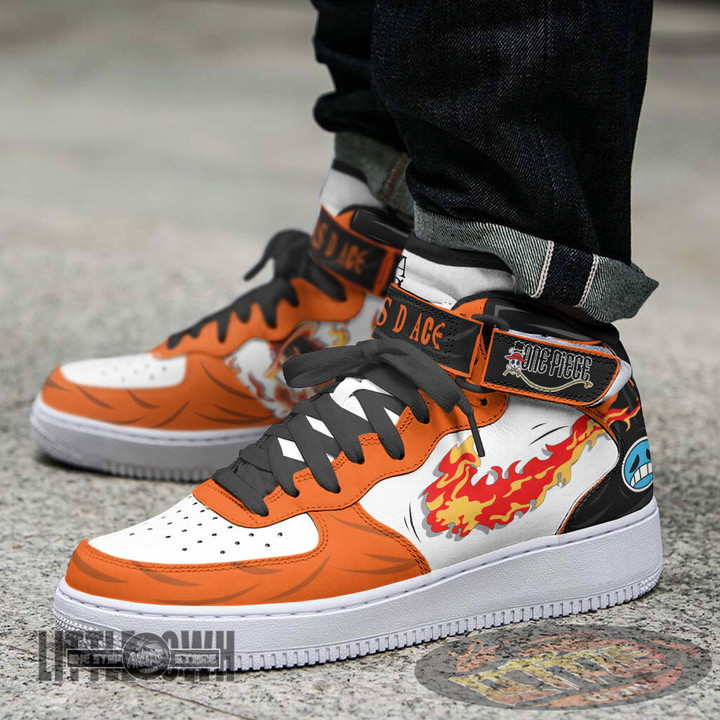 Ace One Piece Shoes Custom AF1 High Anime Sneakers