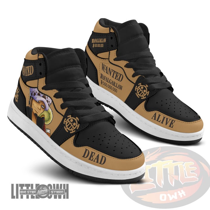 Trafalgar Law Wanted Custom Kid Shoes One Piece Anime Boot Sneakers