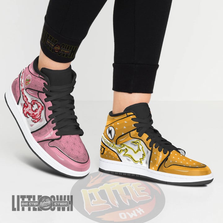 Nezuko x Zenitsu Anime Kid Shoes Demon Slayer Custom Boot Sneakers
