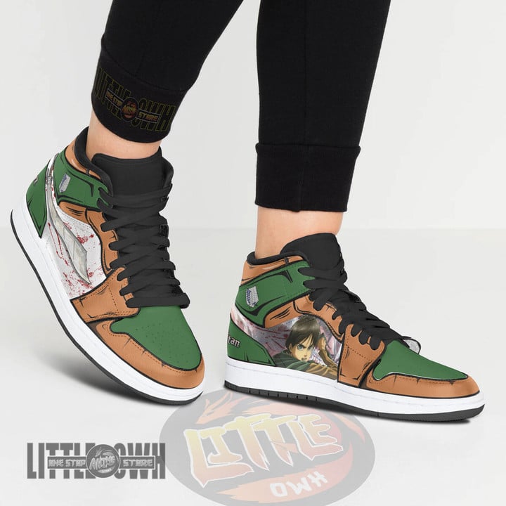 Levi Ackerman x Eren Yeager Kid Shoes Attack On Titan Anime Custom Boot Sneakers