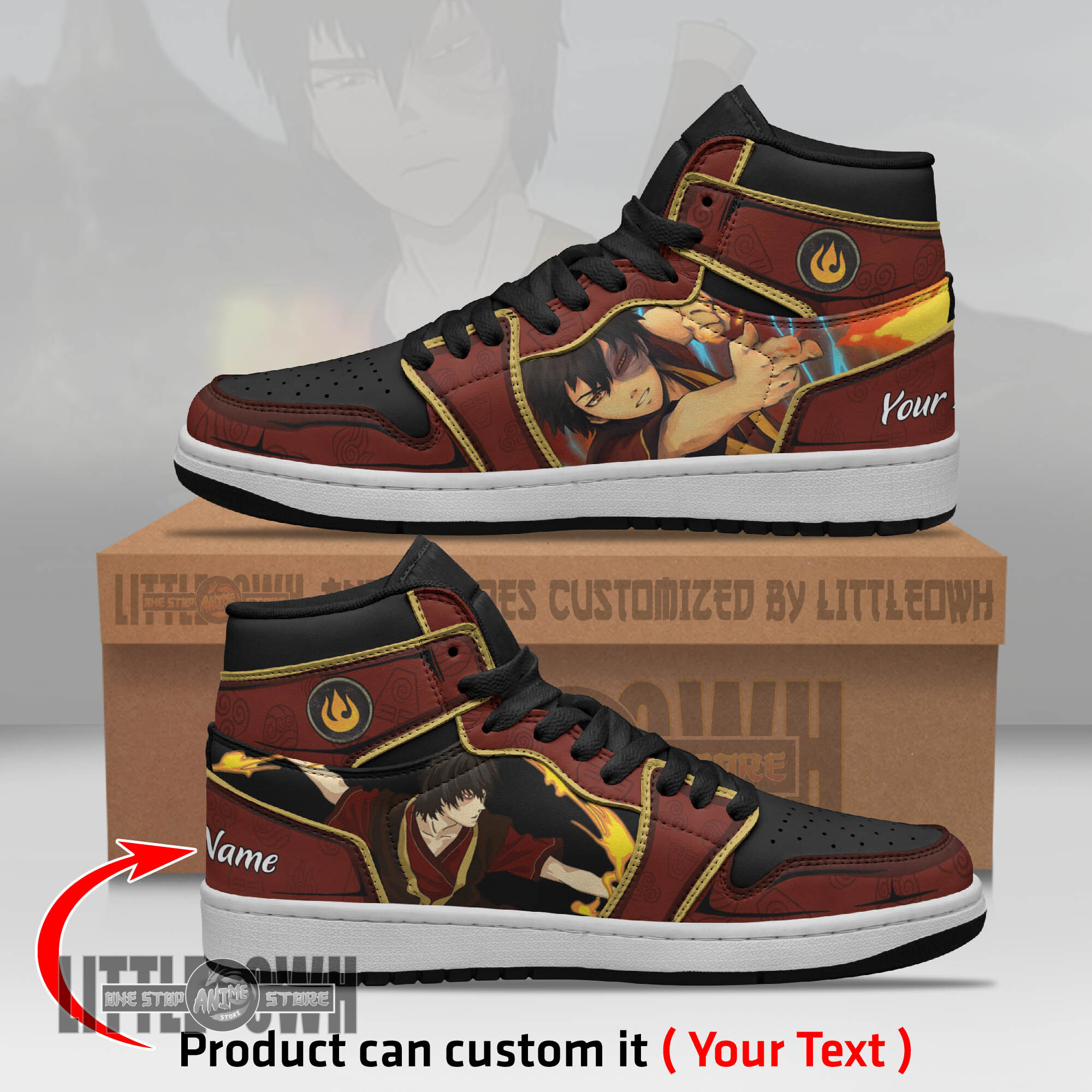 Zuko Foot Zuko Persionalized Shoes Avatar The Last Airbender Anime Boot Sneakers ...