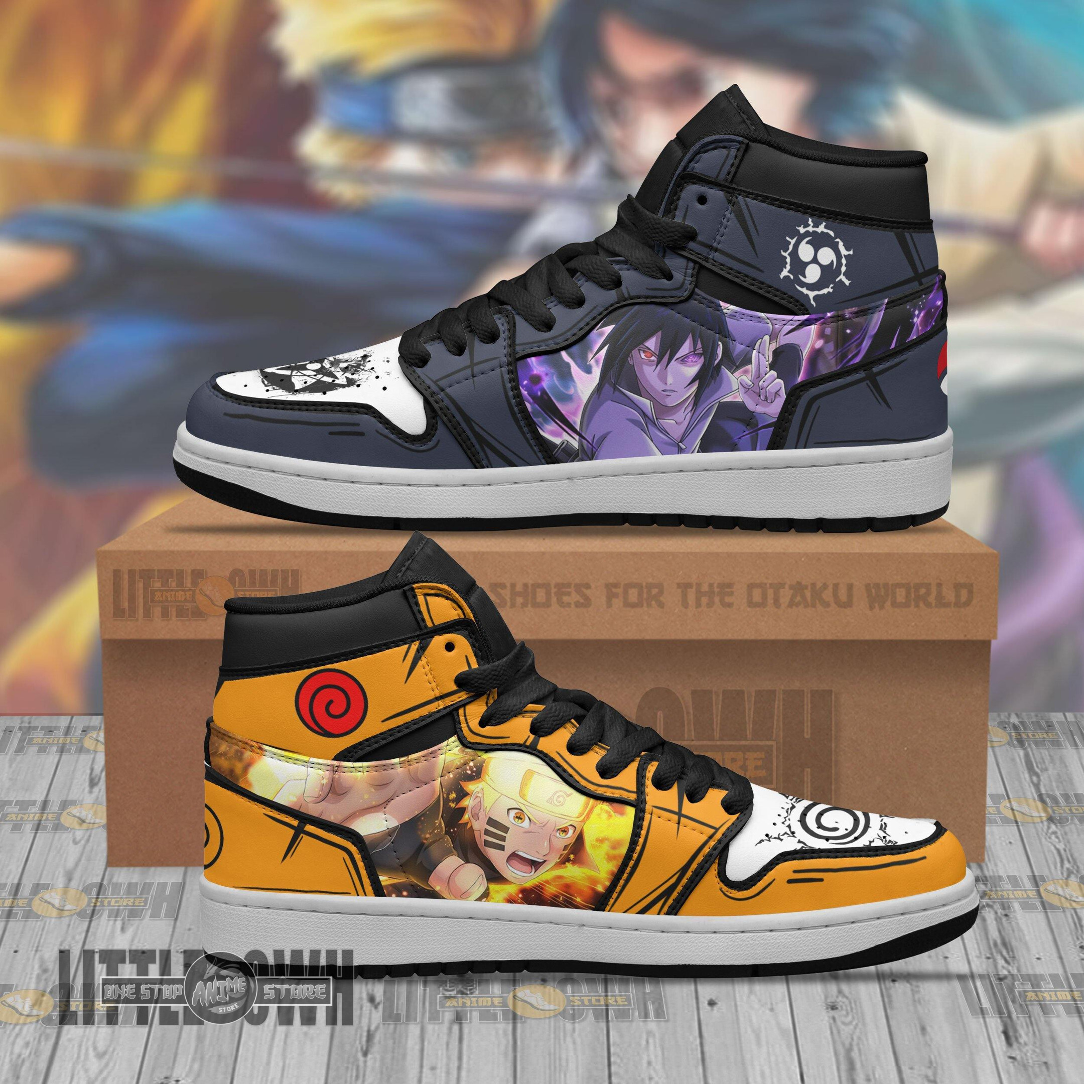 Naruto x Sasuke Jordan Sneakers Custom Naruto Anime Shoes - LittleOwh