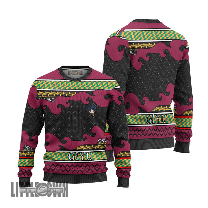 Giyu Ugly Sweater Custom Demon Slayer Knitted Sweatshirt Anime Christmas Gift