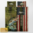 Personalized Text American Flag Turkey Hunting Camo Bedding Set