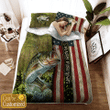 Personalized Text American Flag Turkey Hunting Camo Bedding Set