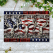 Deer Skull Hunting American Flag Rectangle Wood Sign (Pallet)