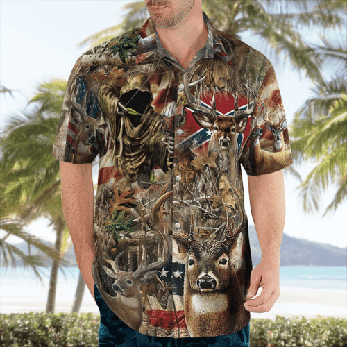 Deer Hunting Camo Pattern Hawaiian Shirt