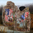 Deer Hunting Camo American Flag All-Over Print Hoodie