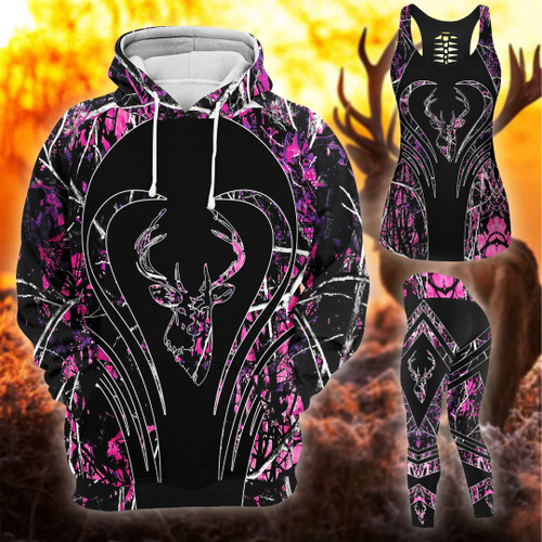 Pink Deer Hunting Camo  Women Tank Top Leggings Hoodie