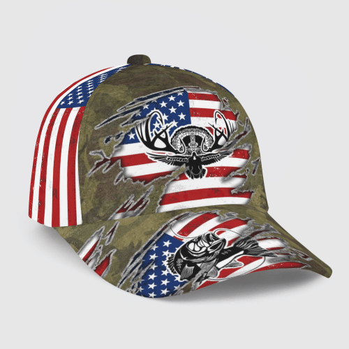 American Flag Fishing Camo All-Over Print Cap