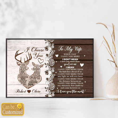 Personalized Name Love Couple Deer I Choose You Wall Art