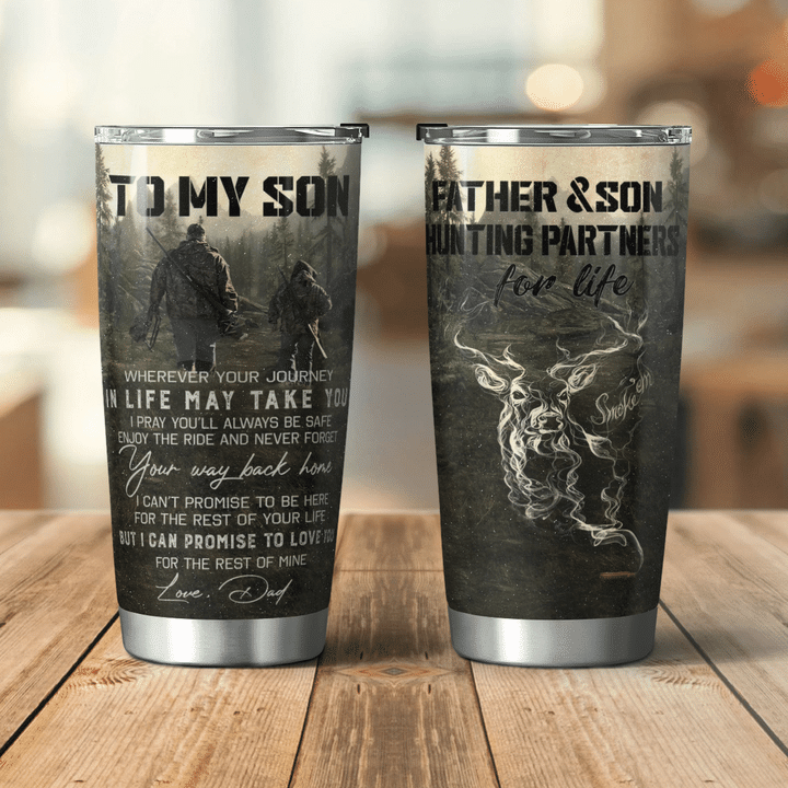 Personalized Text Deer Hunting To My Son Tumbler