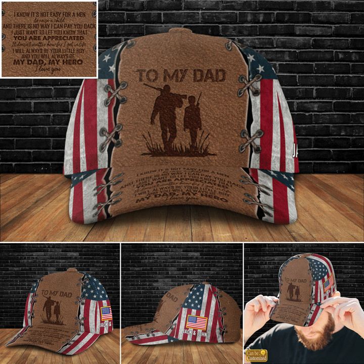 To My Dad Hunting American Flag AOP Cap