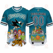 Custom Name And Number Scooby Doo x Sharks Hockey Team 3D All Over Print V-Neck Jersey