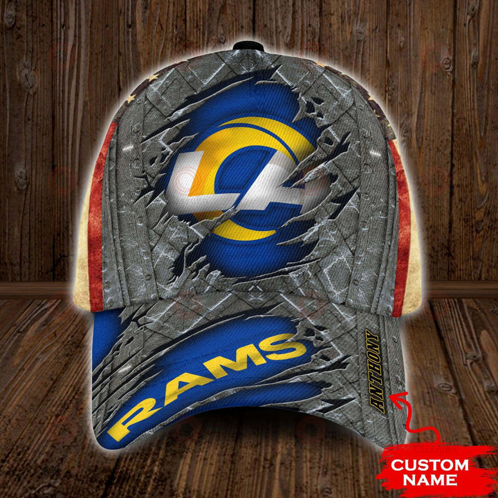 Los Angeles Rams Custom Name Grey Blue Super Bowl 3D Classic Cap