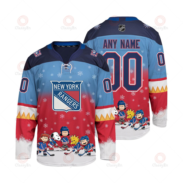 New York Rangers x The Peanuts Custom Name And Number 3D Lace Hockey Jersey