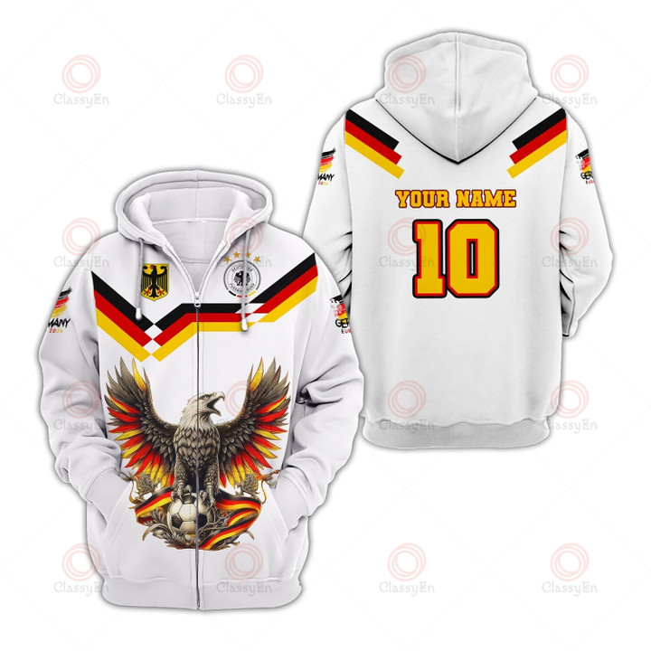 Custom Name and Number Germany Euro 2024 Football Hoodie