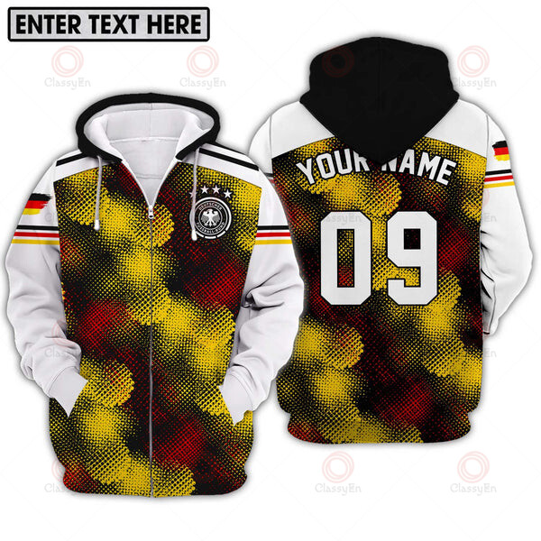 Custom Name And Number Germany Flag Color Hoodie