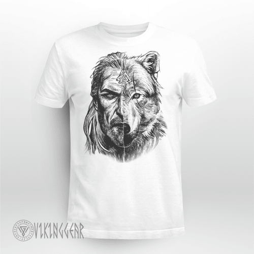 Viking Wolf And Warrior Valknut - Viking T-shirt