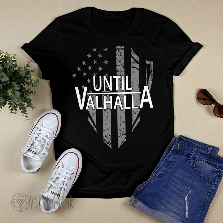 Viking Gear : Until Valhalla Shield Flag - Viking T-shirt