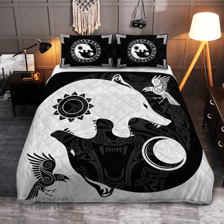 The Sons of Fenrir - Hati and Skoll - Viking Quilt Bedding Set - Myvikinggear Store