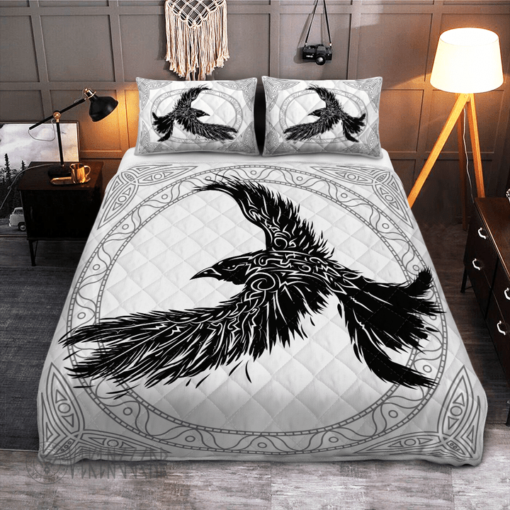 The Ravens Of Odin In Norse Mythology - Viking Quilt Bedding Set - Myvikinggear Store