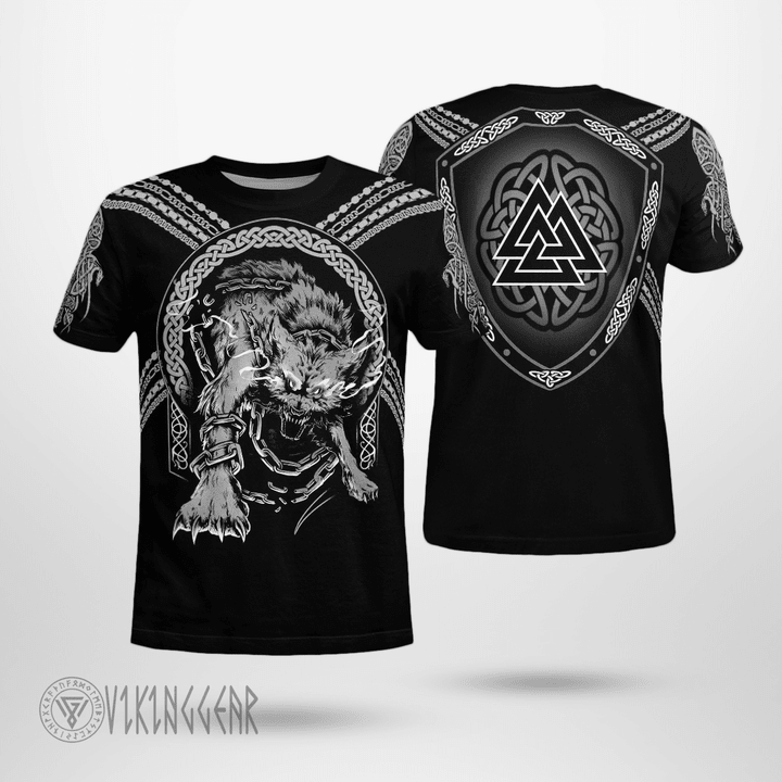 Fenrir - Valknut Shield - Viking T-Shirts All-Over-Print