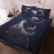 Fenrir Wolf trying to swallow the moon Viking quilt set