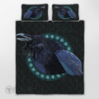 Black Crow In A Circle Of Shining Runes Viking quilt set