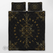 Vegvisir And Rune Golden Color Design Viking quilt set