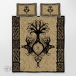 Yggdrasil With Raven Art Viking quilt set