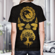 Yin Yang Wolf Raven Yggdrasil Gold Viking T-Shirt